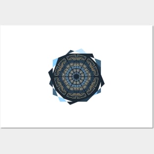 Blue Geometric Mandala: Embrace Serenity and Geometry Posters and Art